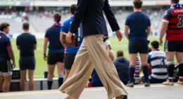 Princess Kate Dresses Up A Pair Of Comfy Wide-Leg Pants For A Trip To The Rugby Pitch